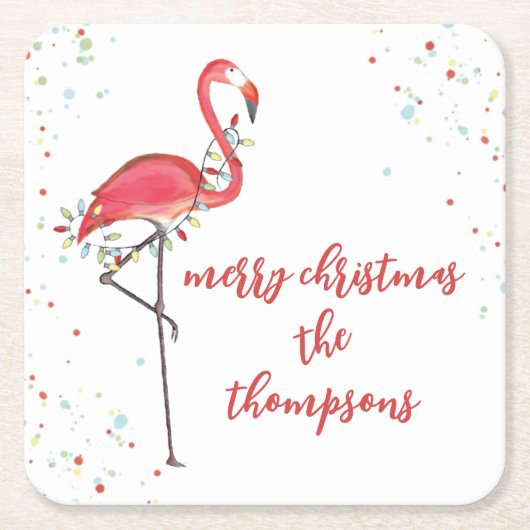 Kerstfeestelijke kaartrecht met springstaartjes kartonnen onderzetters (Voorkant)