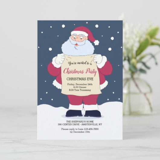 Kerstfeestelijke kerstfeestelijke uitnodiging (Staand voorkant)