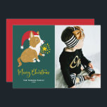 Kerstfeestelijke kerstfoto van Santa Corgi Merry Feestdagenkaart<br><div class="desc">Vrolijk kerstfeest! Stuur dit seizoen uw feestelijke kerstgroeten met deze aanpasbare corgi-kerstfotoplatte kaart. Het bevat een schattige corgi met een kersthoed en een toverstokje. Personaliseer door een foto,  namen,  jaar en andere details toe te voegen. Deze leuke corgi foto-kerstkaart is beschikbaar in andere kartonnen dozen.</div>