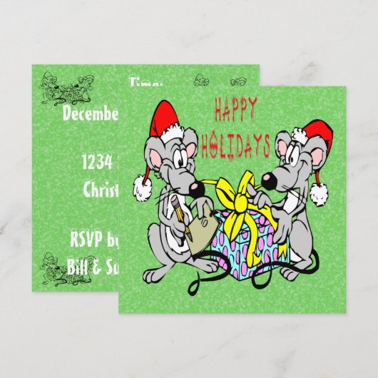 kerstfeestelijke kerstuitnodiging kaart (Voorkant / Achterkant)