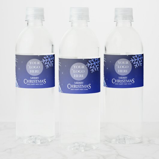 kerstfeestelijke Logo Elegant Waterfles Etiket (Flessen)