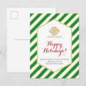 kerstfeestelijke Logo Gold Green Stripes Business Briefkaart (Voorkant / Achterkant)
