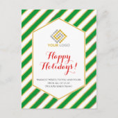 kerstfeestelijke Logo Gold Green Stripes Business Briefkaart (Voorkant)