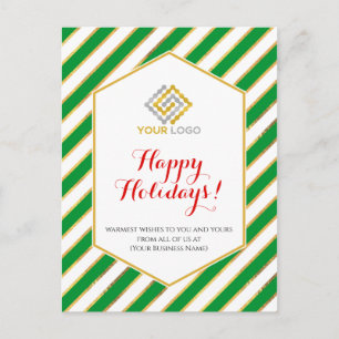 kerstfeestelijke Logo Gold Green Stripes Business Briefkaart