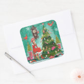Kerstfeestelijke meisjesboom | STICKER (Envelop)