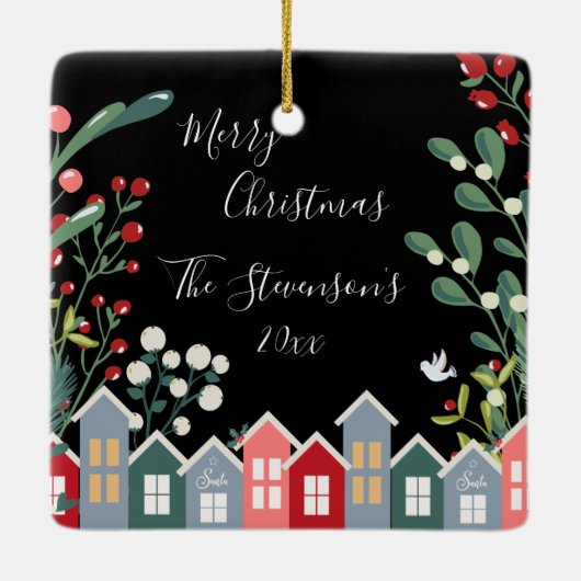  kerstfeestelijke naam Floral Keramisch Ornament (Achterkant)