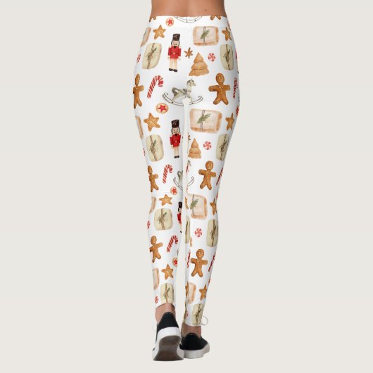 kerstfeestelijke Nutkraker Cookie Candycane Leggings (Achterkant)