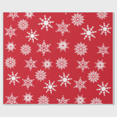 Kerstfeestelijke rode en witte sneeuwvlokken cadeaupapier (Vlak)