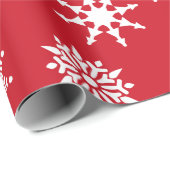 Kerstfeestelijke rode en witte sneeuwvlokken cadeaupapier (Rol Hoek)