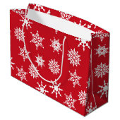 Kerstfeestelijke rode en witte sneeuwvlokken groot cadeauzakje (Achterkant Gekanteld)