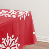 Kerstfeestelijke rode en witte sneeuwvlokken tafelkleed (Voorbeeld)
