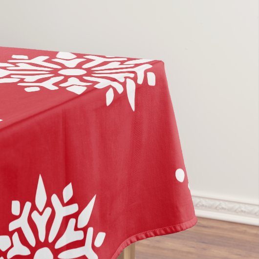 Kerstfeestelijke rode en witte sneeuwvlokken tafelkleed (Voorbeeld)
