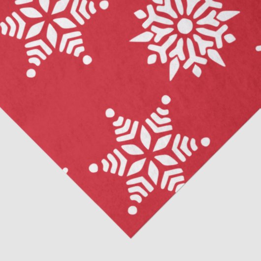 Kerstfeestelijke rode en witte sneeuwvlokken tissuepapier (Detail)