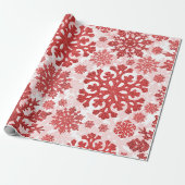 kerstfeestelijke rode sneeuwvlokken Abstract Cadeaupapier (Uitgerold)