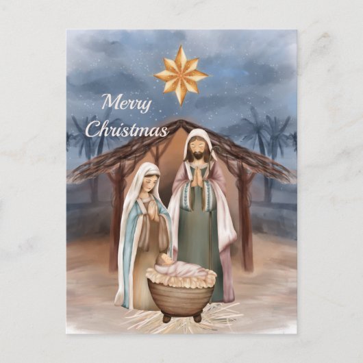 kerstfeestelijke ster Waterverf Feestdagenkaart (Voorkant)