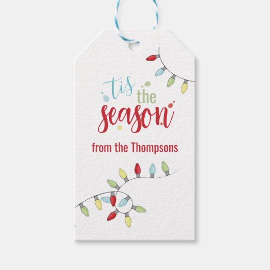 Kerstfeestelijke tekenlantsen Dit is het seizoen Cadeaulabel (Voorkant)