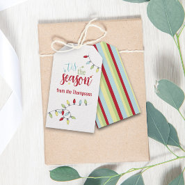 Kerstfeestelijke tekenlantsen Dit is het seizoen Cadeaulabel