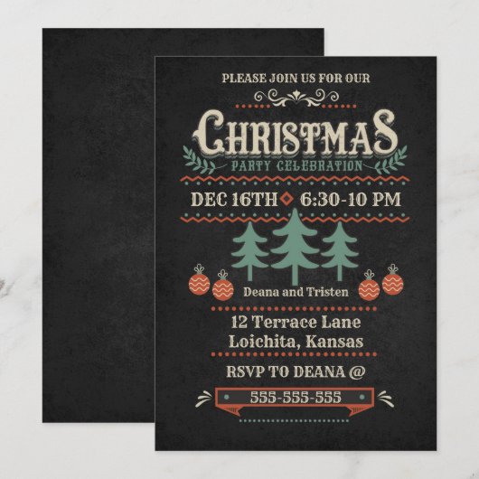  kerstfeestelijke uitnodiging (Voorkant / Achterkant)