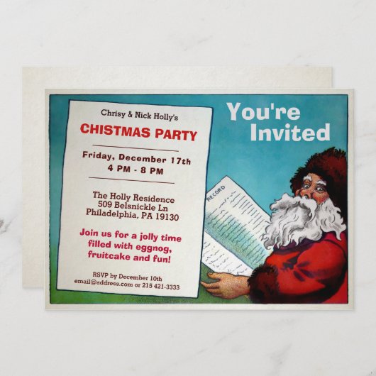 kerstfeestelijke uitnodiging (Voorkant / Achterkant)