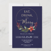 Kerstfeestelijke uitnodiging Drink eet Merry (Voorkant)