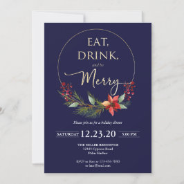 Kerstfeestelijke uitnodiging Drink eet Merry