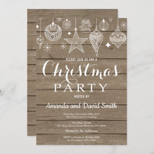 Kerstfeestelijke uitnodiging Ornament (Voorkant / Achterkant)