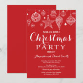 Kerstfeestelijke uitnodiging Rood Ornament (Voorkant / Achterkant)