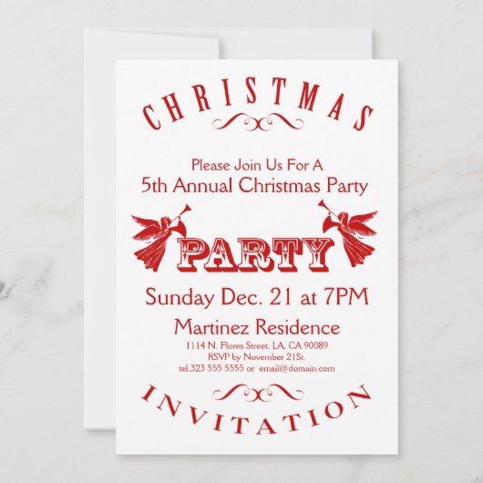 Kerstfeestelijke uitnodiging — Typografisch ontwer (Achterkant)