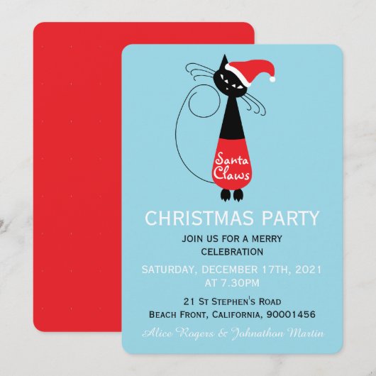 Kerstfeestelijke uitnodiging voor kerstfeestdagen  (Voorkant / Achterkant)