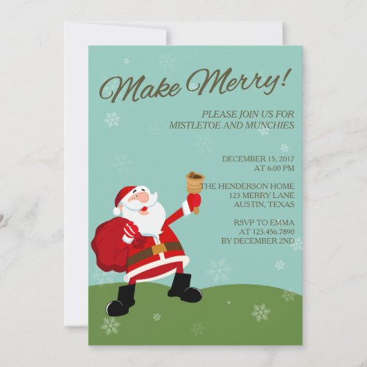 Kerstfeestelijke uitnodiging voor Sinterklaasfeest (Voorkant)