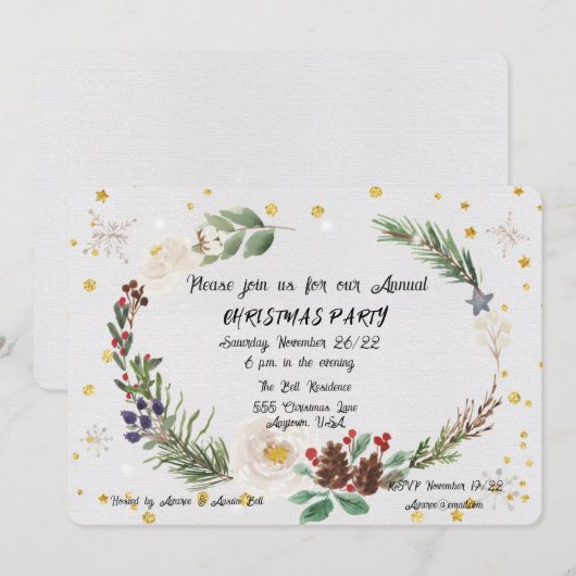 kerstfeestelijke Waterverf Aankondiging (Voorkant / Achterkant)