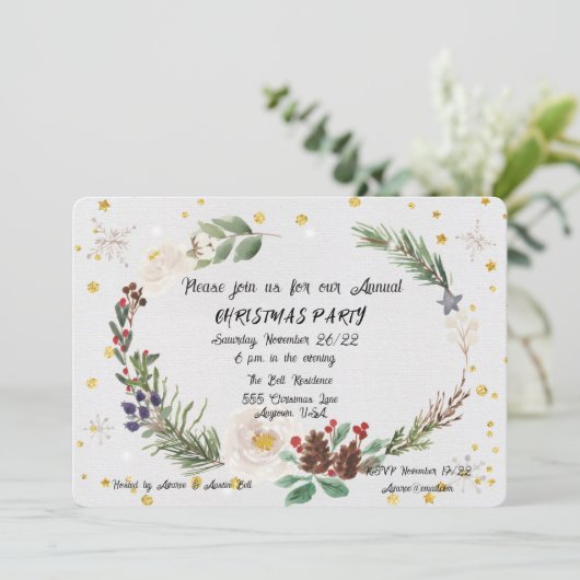 kerstfeestelijke Waterverf Aankondiging (Staand voorkant)