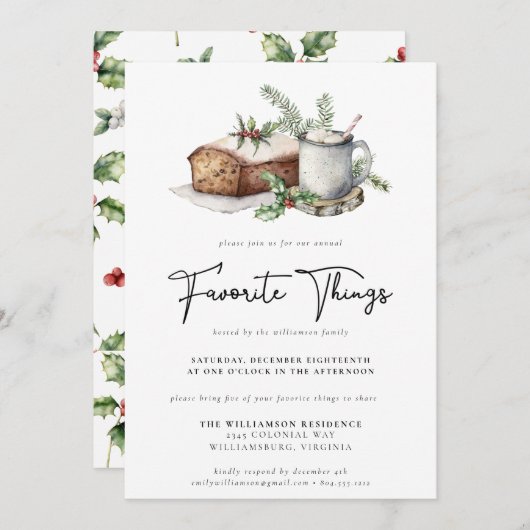 kerstfeestelijke Waterverf Kaart (Voorkant / Achterkant)