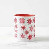 Kerstfeestelijke witte rode sneeuwvlokken mok (Midden)