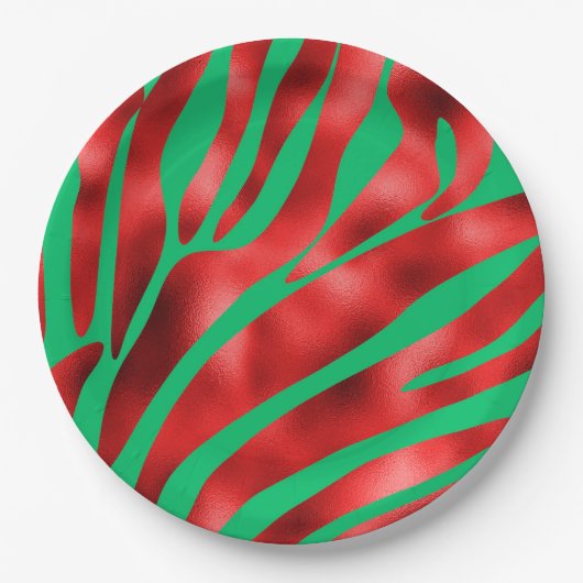 kerstfeestelijke Zebra Papieren Bordje (Voorkant)