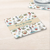 kerstfeestelijke Zeeen op maat Kartonnen Onderzetters (Schuin)