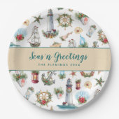 kerstfeestelijke Zeeen op maat Papieren Bordje (Voorkant)