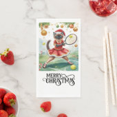 Kerstfeestennisfeest met kattenspelers servet (Insitu)