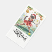 Kerstfeestennisfeest met kattenspelers servet (Hoek)