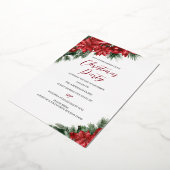 kerstfeestfeest met rode feestvieren folie uitnodiging (Gedraaid)