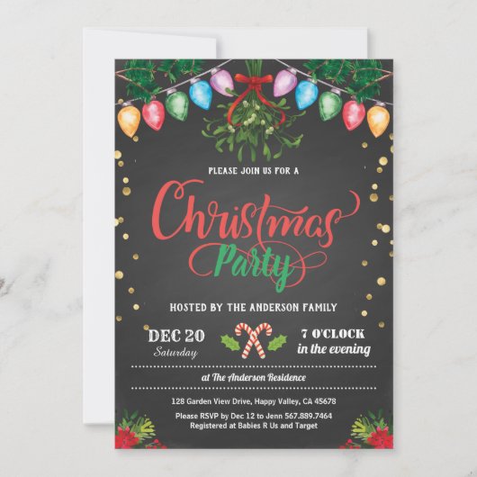 kerstfeestfeestfeest chalkboard mistletoe kaart (Voorkant)
