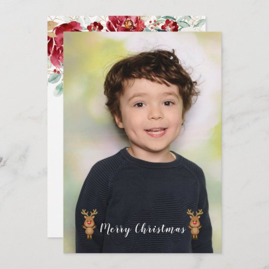 kerstfeestfoto van de schoonheidsjongen kaart (Voorkant / Achterkant)