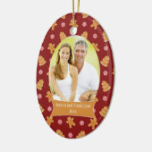 Kerstfeestfoto's met rood gebak keramisch ornament (Links)