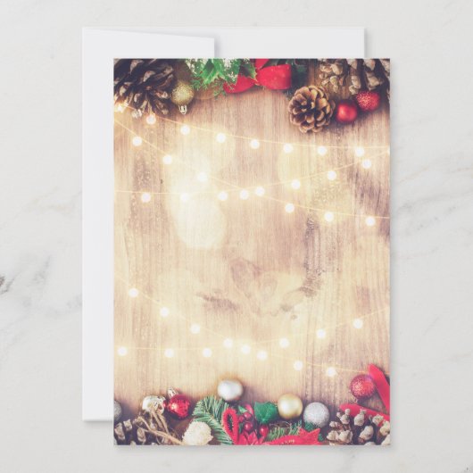 kerstfeestgetrouwe strijkjes kaart (Achterkant)