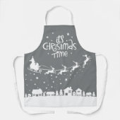 kerstfeestgrijze feestdagen schort (Voorkant)
