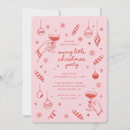Kerstfeestje Doodle Kaart (Voorkant)