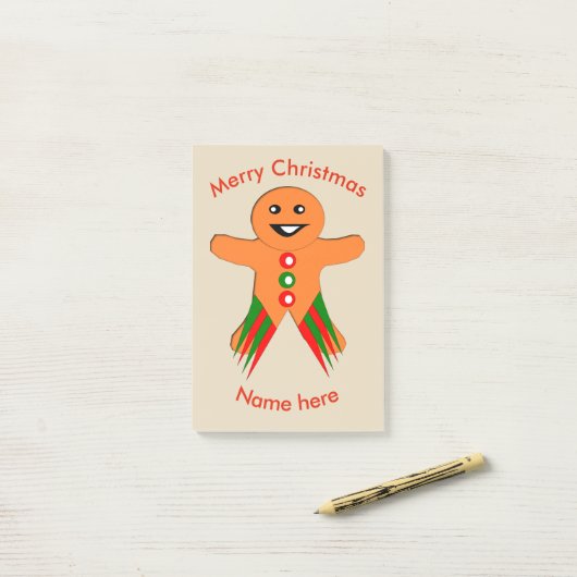 kerstfeestje Gingerbrood Man Post op Pad Post-it® Notes (Op bureau)