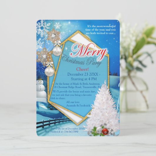 kerstfeestje kaart (Staand voorkant)