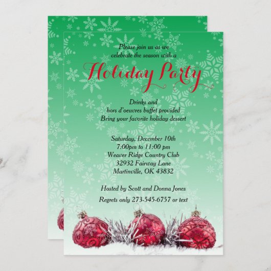 kerstfeestje kaart (Voorkant / Achterkant)