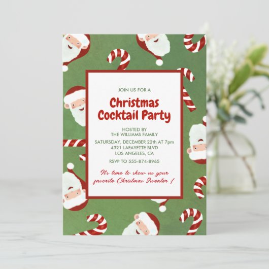 Kerstfeestje Santa Barley Sugar Kaart (Staand voorkant)